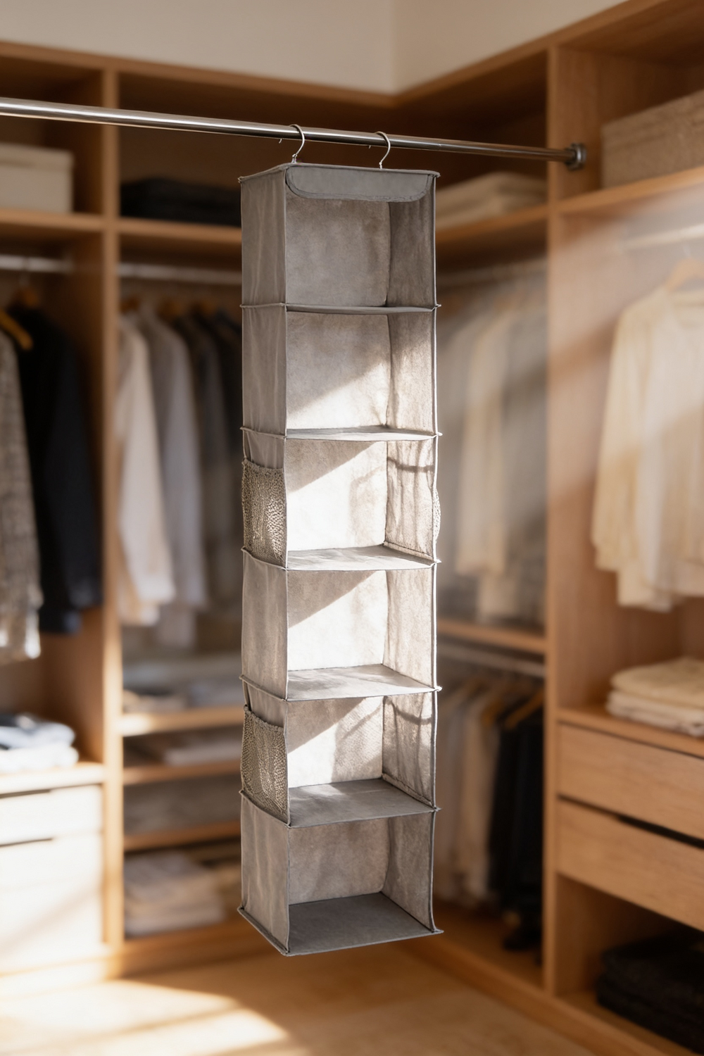6 Tier Hanging Closet Organizer Maximize Small Space Storage for Clothes
