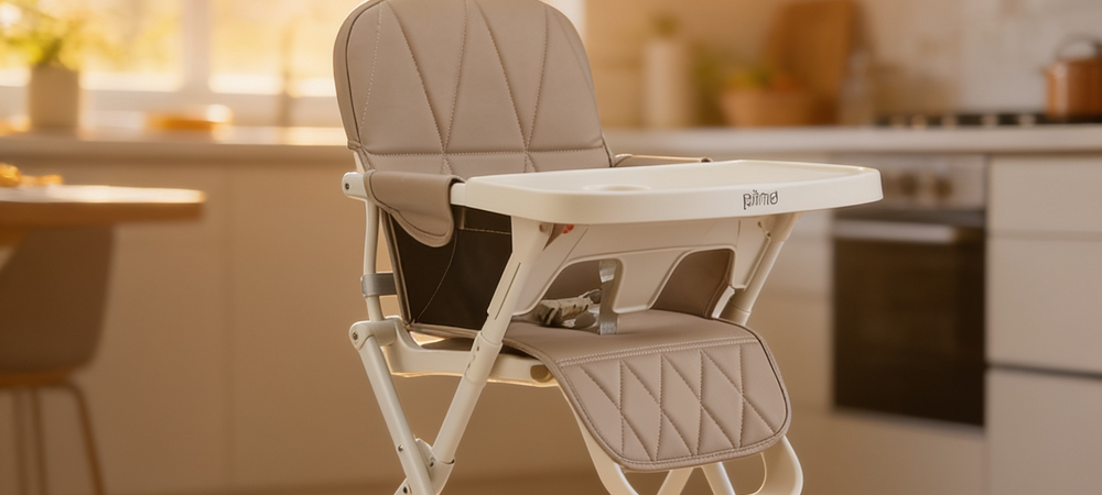 Portable Folding High Chair Easily Fits Small Spaces and Cleans Up Fast