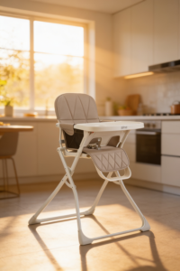 Portable Folding High Chair Easily Fits Small Spaces and Cleans Up Fast