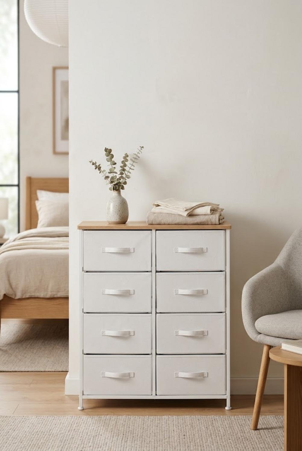8 Drawer Dresser for Small Spaces with Sturdy Steel Frame